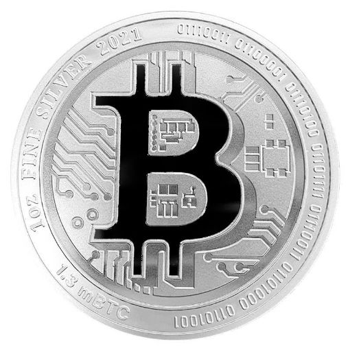 1 Ons Gümüş Para Bitcoin 2021 resmi